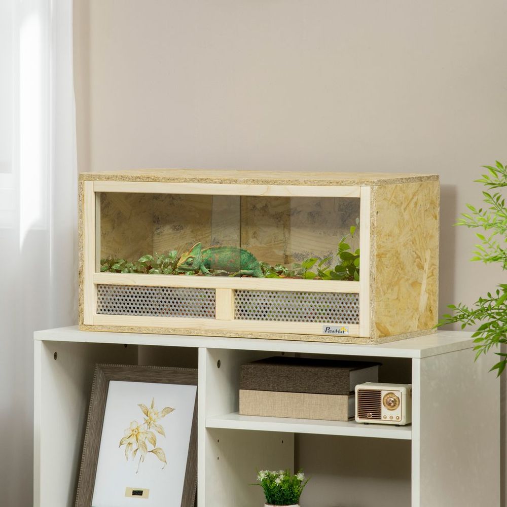 Reptile Terrarium w/ Transparent Sliding Doors, Breathable Mesh