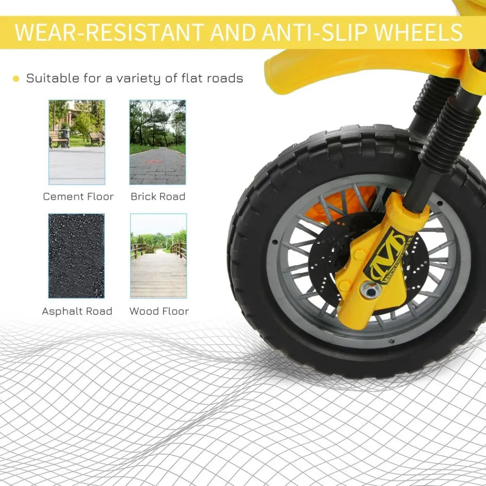 Electric Ride-On Motorcycle for Kids - Yellow, 25kg Max Load, 25W Motor, 2.5km/h Speed, 45min Playtime