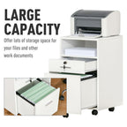 Mobile File Cabinet Lockable Storage Unit Cupboard for A4 Letter Home Filing Furniture for Office, Bedroom and Living Room, 39x40x65cm, White