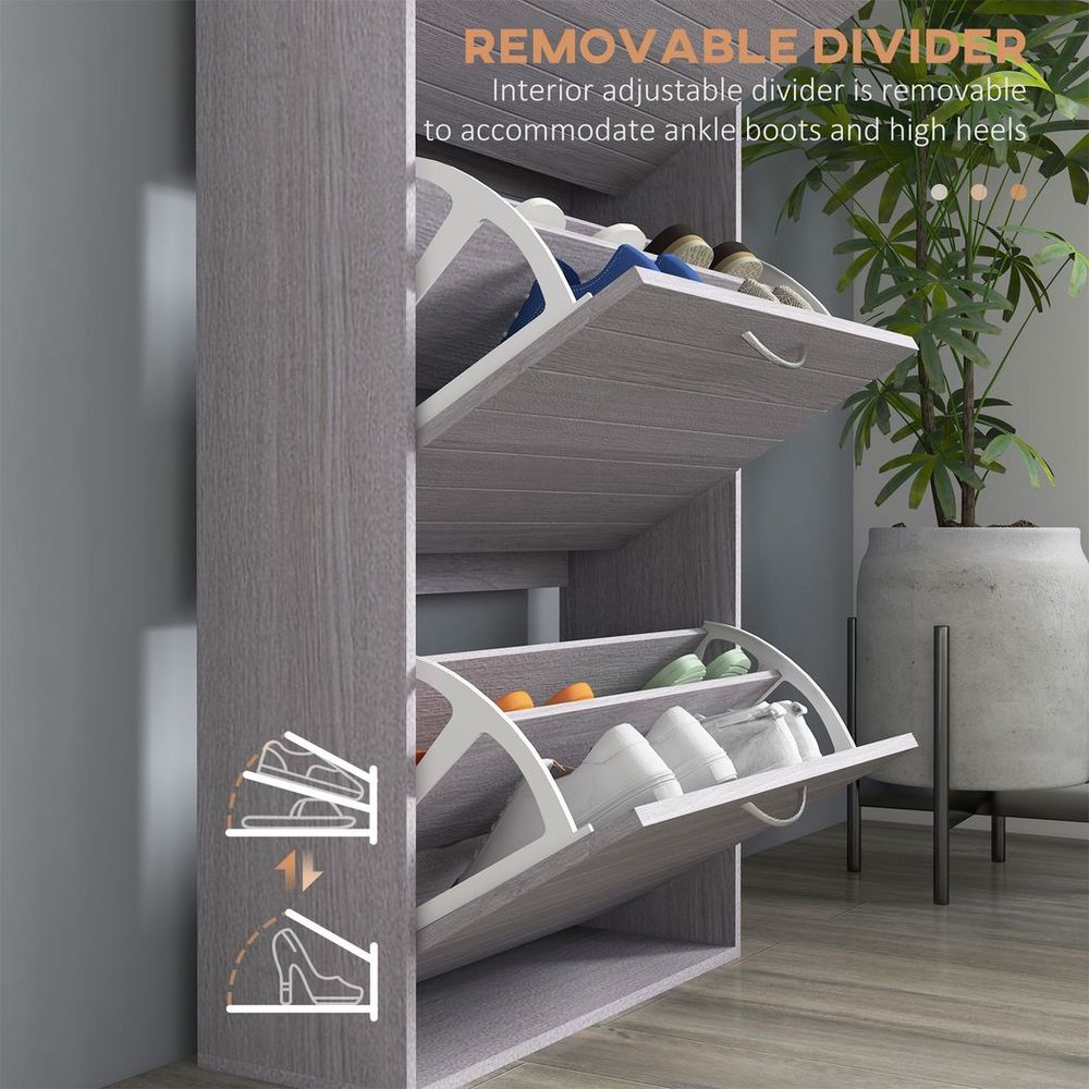 Slim Shoe Storage Cabinet with 3 Flip Drawers for 12 Pair of Shoes