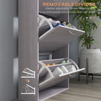 Slim Shoe Storage Cabinet with 3 Flip Drawers for 12 Pair of Shoes