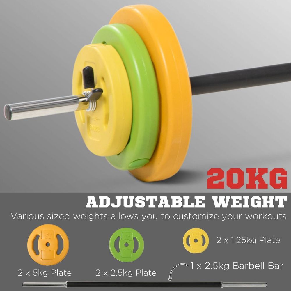 Premium 20kg Barbell Set: Non-slip Handle, Quality Weights | Strength Training