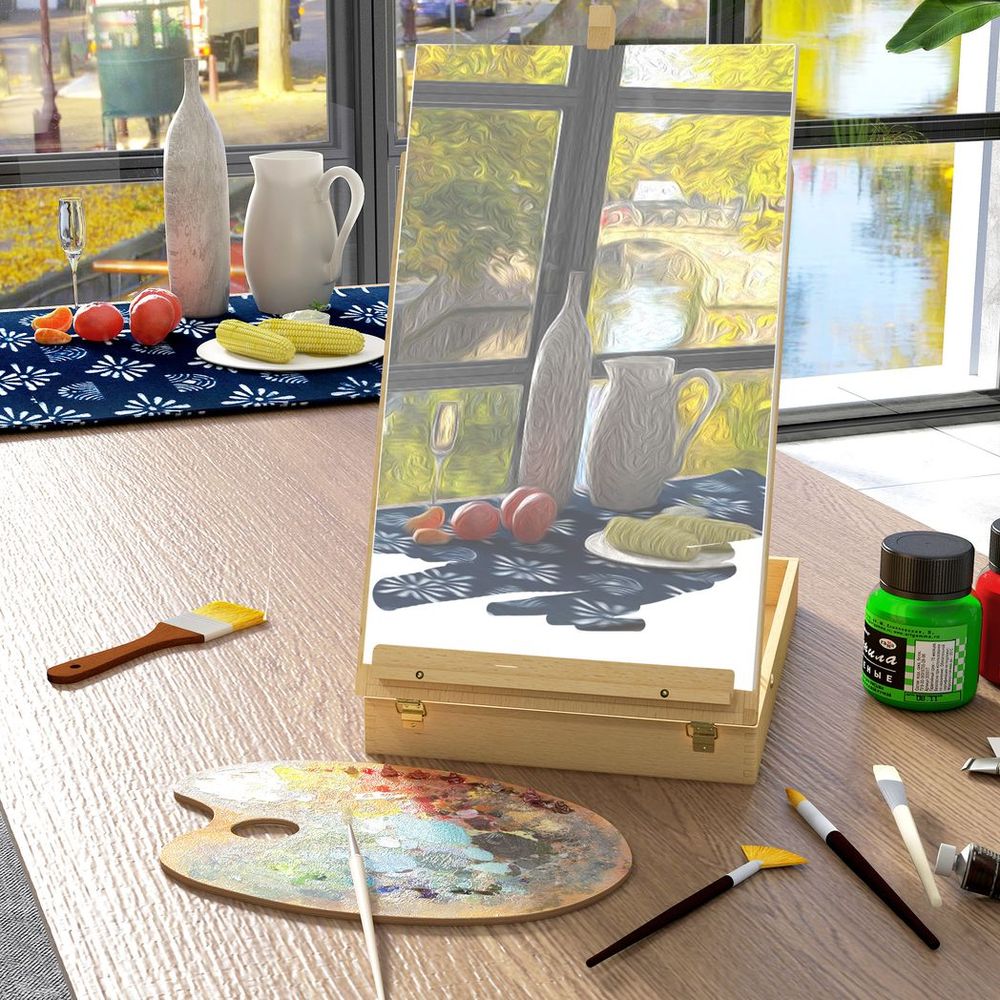 Table Easel Box for Artists - Canvas up to 61cm, Adjustable Sketch Board, Storage Compartments