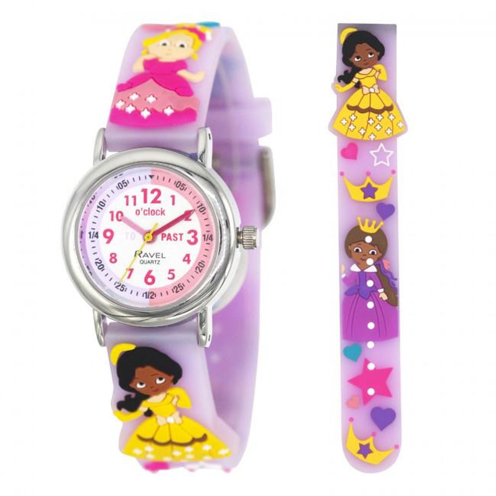 Kids 3D Cartoon Time Teacher Watch Lilac Princess: Easy to Read, for Teaching Time - Limited Stock!