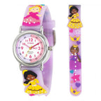 Kids 3D Cartoon Time Teacher Watch Lilac Princess: Easy to Read, for Teaching Time - Limited Stock!