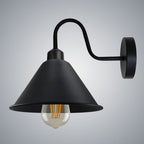 Black Vintage Wall Light Fixture Black Wall Sconce E27 Base Socket Wall Mounted Swan Neck Cone Shape Shade