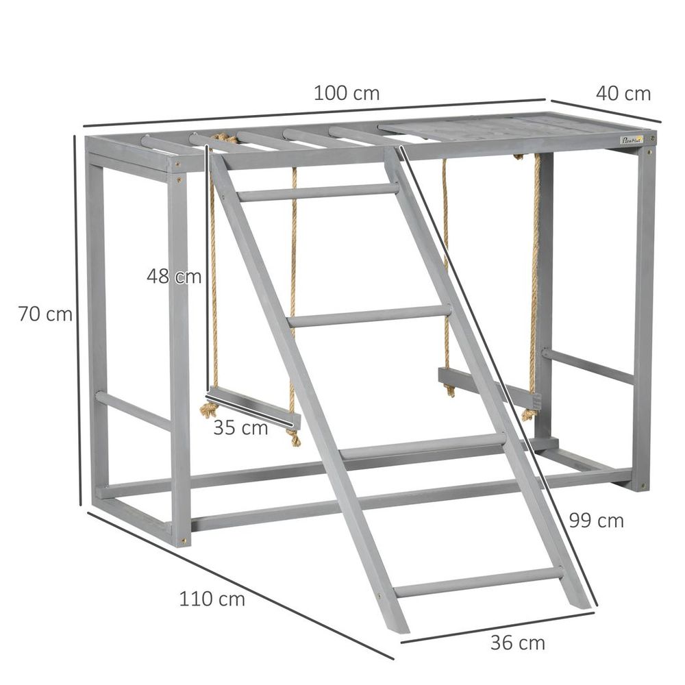 Chicken Activity Play Chicken Coop with Swing Set for 3-4 Birds, Grey