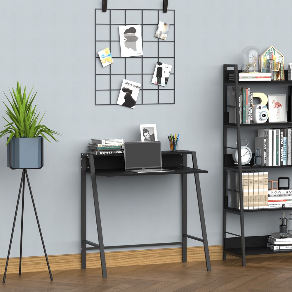 Stylish Computer Desk w/ Upper Storage Shelf, Durable Steel Frame, for Home or Office