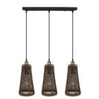 Retro Industrial Vintage Rattan Ceiling Pendant - 3 Head Natural Wicker Basket Style - Materials - Dimmable - Free Shipping