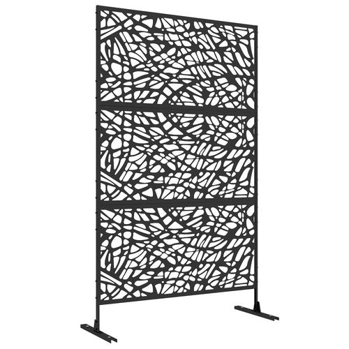 6.5FT Metal Outdoor Privacy Screen Panel with Stand, Twisted Lines