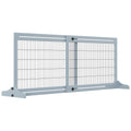 Adjustable Wooden Pet Gate Freestanding Dog Barrier for Doorway, Grey