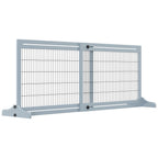 Adjustable Wooden Pet Gate Freestanding Dog Barrier for Doorway, Grey