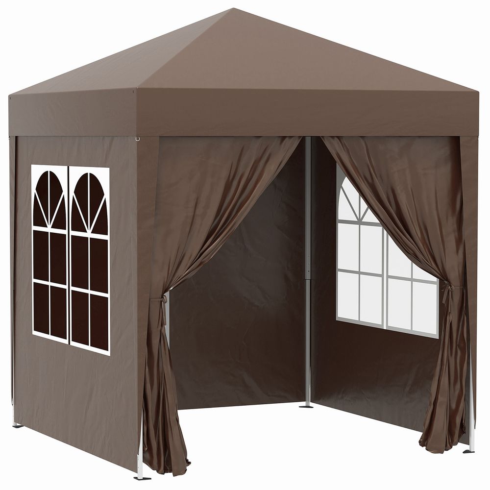 2x2m Garden Pop Up Gazebo Marquee Tent Wedding Canopy - Easy Set-Up, Durable, Portable Carrying Bag Coffee