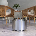 48.5cm Smokeless Wood Burning Firepit Stainless Steel Fire Pit, Silver