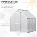 Polycarbonate Walk-in Garden Greenhouse w/ Sliding Door Silver Tone