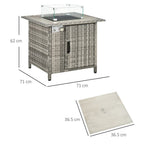 Gas Fire Pit Table - Rain Cover, Windscreen & Lava Stone - 50,000 BTU