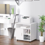 5-Compartment White Printer Stand with Storage