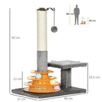 56cm Grey Cat Tree - Interactive Scratching Post with Toys