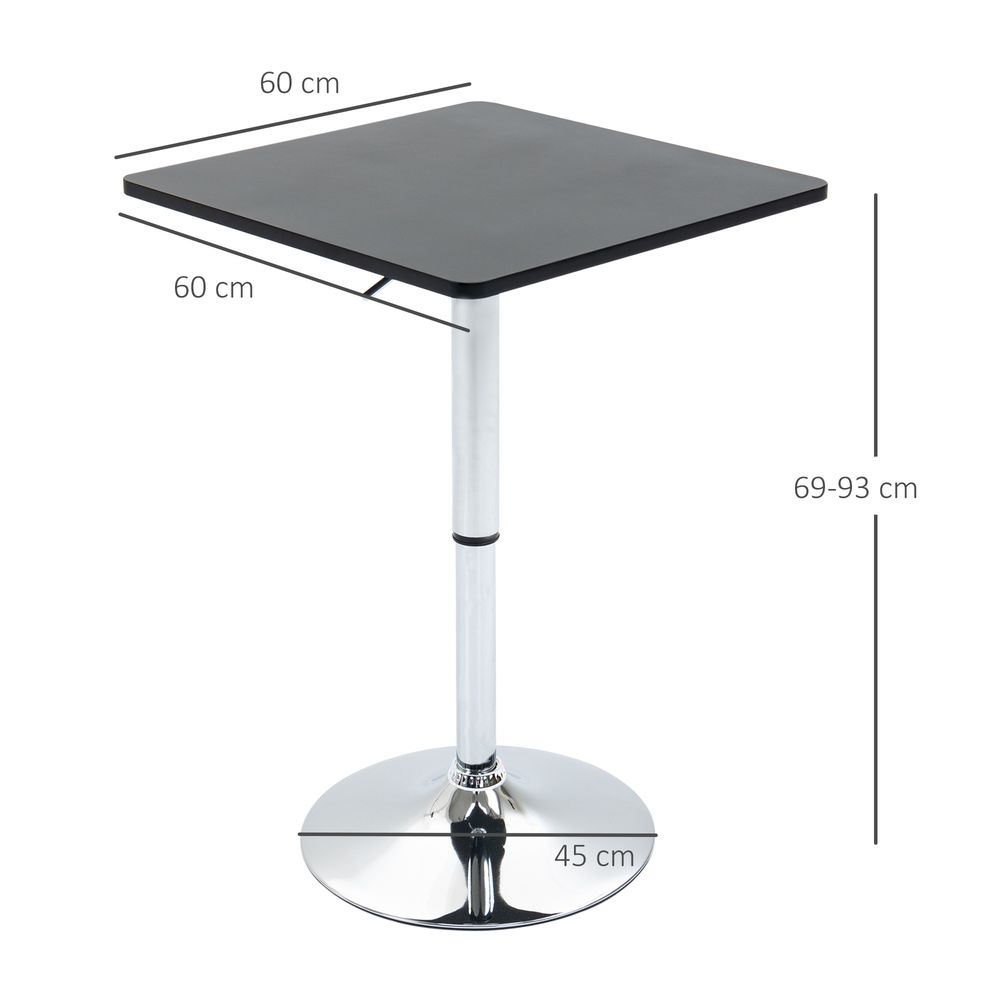 Versatile Adjustable Bar Table - Black/Silver Frame - Ideal for Any Space
