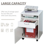 60cm Storage Cabinet w/Drawer Open Shelf Metal Handles 4 Wheels Office Home Organiser Mobile Printer White