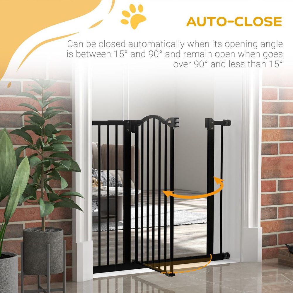 Adjustable Metal Pet Gate - Auto-Close, Black