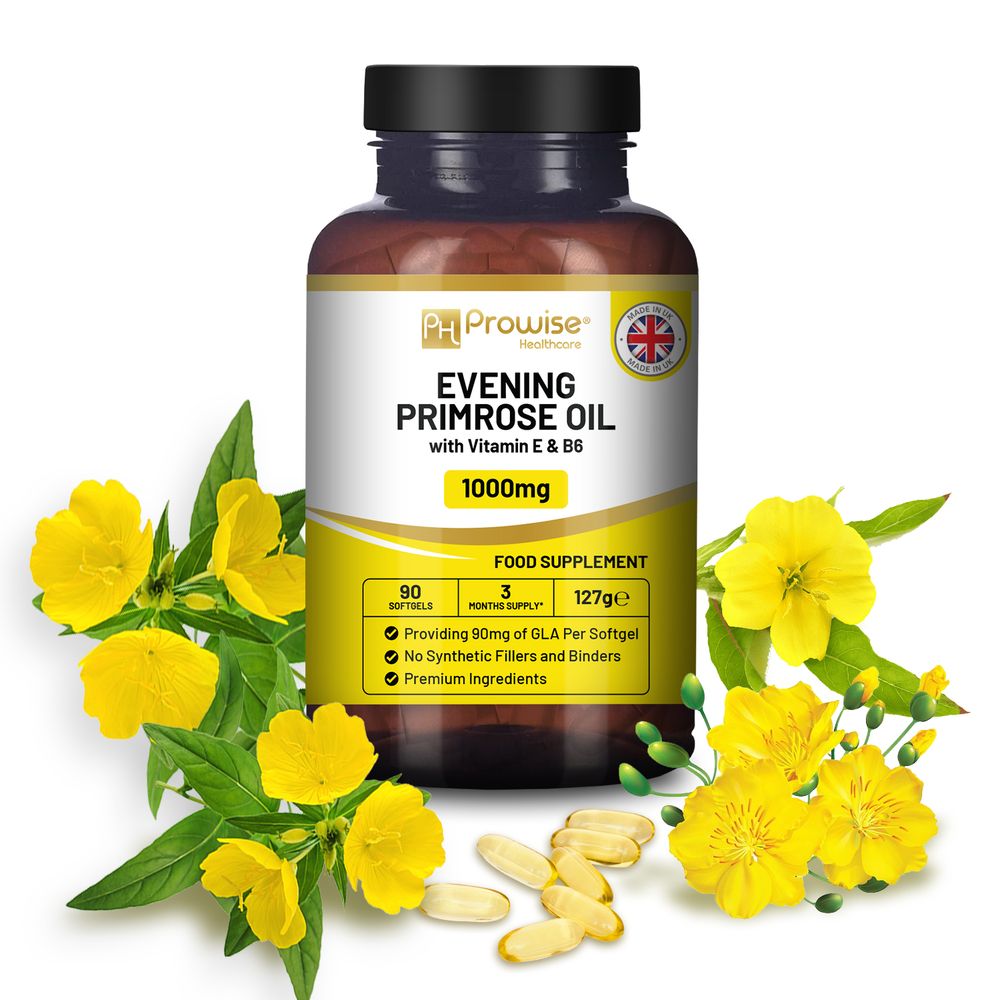 Evening Primrose Oil Softgels - 2000mg with Vitamins E and B6, 60 Vegan Softgels