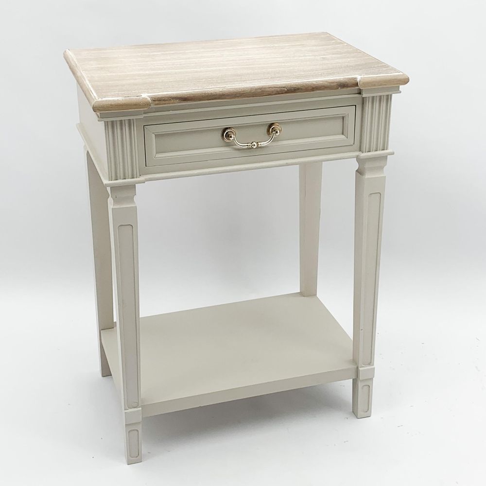 Handcrafted Wooden Side Table - 1 Drawer, 78cm