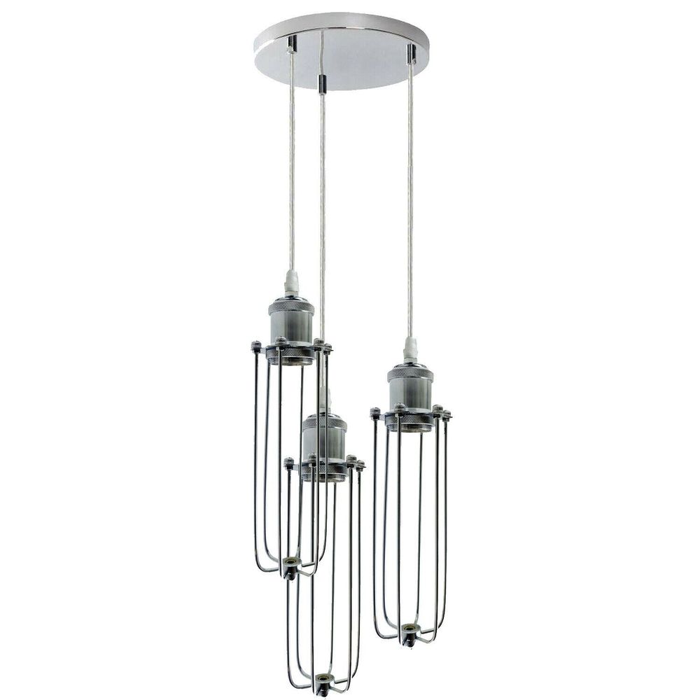 3 Way Cluster Hanging Ceiling Pendant Light E27 Chrome Light Fitting Lamp Kit Without Bulb