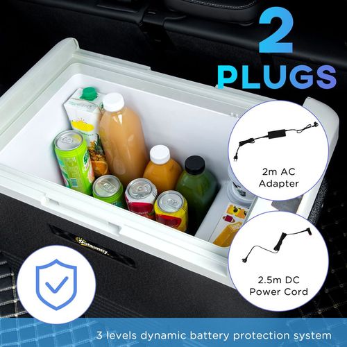 50L Car, Portable Compressor Car Fridge Freezer, Electric Cooler Box with 12/24V DC and 110-240V AC for Camping, Driving, Picnic, Down to -20℃