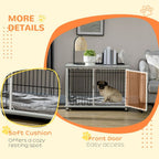 Dog Crate Furniture End Table w/ Soft Washable Cushion, Lockable Door