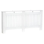 Slatted Radiator Cover Painted Cabinet MDF Lined Grill in White (172L x 19W x 81.5H cm)
