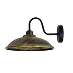 Brushed Brass Wall Light Fixture, Black Wall Sconce E27 Base Socket Screw Wall Mounted Swan Neck Hemisphere Shape Shade