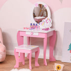 Magical Unicorn Girls Vanity Set with Mirror and Stool, Ages 3-6