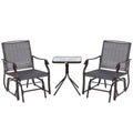 Steel Frame Set-of-2 Glider Rocking Chair Set & Table - Stylish Grey Design