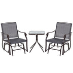 Steel Frame Set-of-2 Glider Rocking Chair Set & Table - Stylish Grey Design