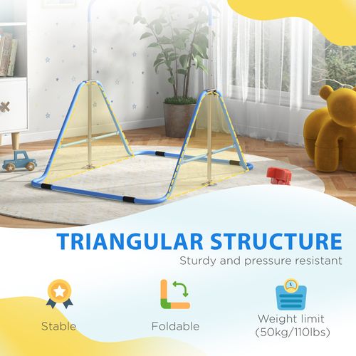 Kids Gymnastic Bar w/ Adjustable Height, Foldable Training Bar - Blue