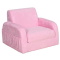 2 In 1 Kids Armchair Sofa Bed Fold Out Padded Wood Frame Bedroom Pink