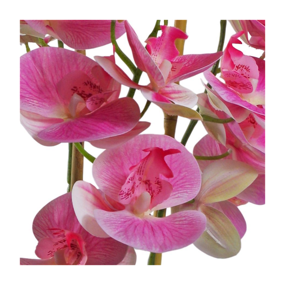 70cm Artificial Orchid Light Pink in Black Ceramic Planter