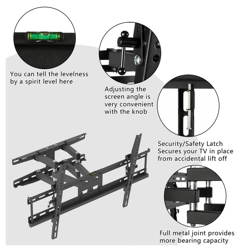 TMDS-204 32"-70" 110Lbs VESA600*400 Full Motion TV Wall Mount Tilt Range 0-15°