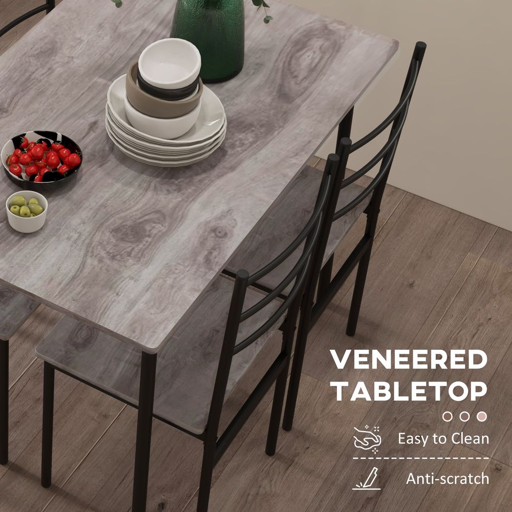 5 Piece Dining Table and Chairs Set, Space Saving Table and 4 Chairs with Matching Detail