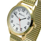 Mens Bold Number Gold Bracelet Watch - White Dial
