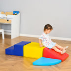 Soft Play 4-piece Climb and Crawl Foam Toddler Stairs and Ramp Colorful Children's Educational Software Activity Toys for Baby Preschooler