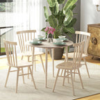 Foldable Dining Table, Round Drop Leaf Table with Wood Legs