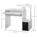 White Computer Desk w/ Drawer, Shelf & Sliding Keyboard Tray - Unique Design!
