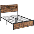 4.8FT Double Bed Frame with Storage Headboard and Under Bed Storage