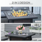 Fire Pit Table: Wind Screen, Glass Beads, Stylish Ambience. for Outdoor Gatherings
