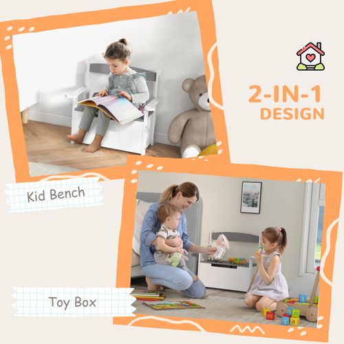 2 in 1 Toy Box for Kids with Safety Lid for Bedroom, Nursery