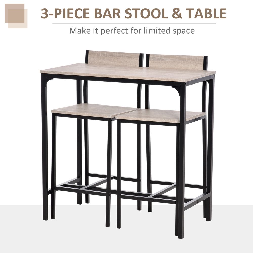 Metal Frame MDF Top Table & Bar Stool Set - Sleek Black Design
