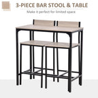 Metal Frame MDF Top Table & Bar Stool Set - Sleek Black Design