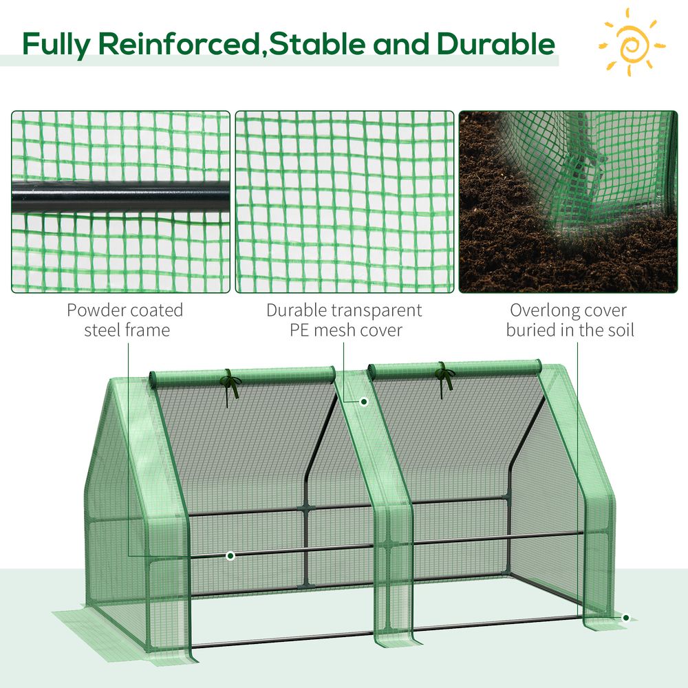 Portable Mini Greenhouse - Steel Frame & PE Cover - 180x90x90cm - Ideal for Small Spaces